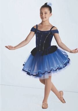 Weissman LC Large Child Royal Blue Velvet Rhinestone Ballet Dance Costume Tutu